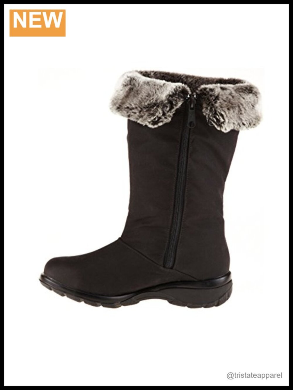 Waterproof Insulated Mid-Calf Snow Boots Foldable Calf High Zip